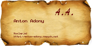 Anton Adony névjegykártya